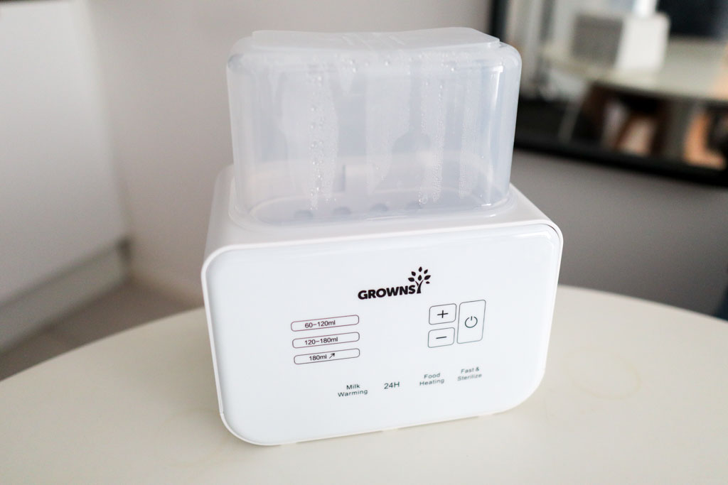 A photo of the Grownsy 8-in-1 Bottle Warmer, as seen from the front.
